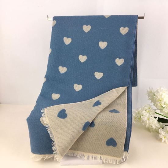 Blue Reversible Heart Scarf