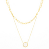 Miramira Double Layer Chain & Circle Gold Plated Stainless Steel Necklace