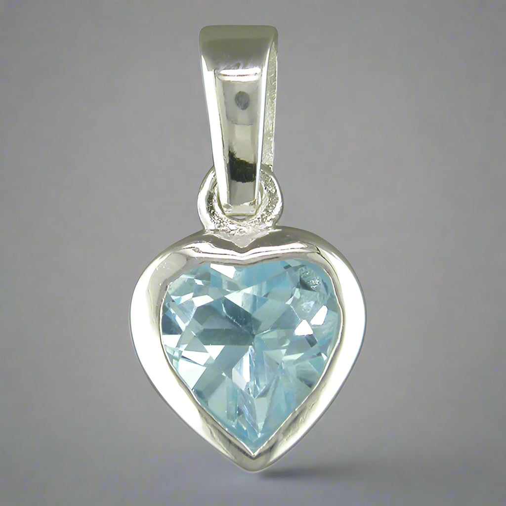 Sterling Silver Blue Topaz Heart Necklace