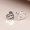 POM Sterling Silver Hearts with Paw Print Stud Earrings