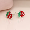 POM Sterling Silver Enamel Strawberry Stud Earrings