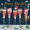 Champagne Glasses & Robin Christmas Card