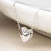 POM Sterling Silver Textured Heart and Tiny Crystal Necklace