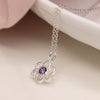 POM Sterling Silver Flower Purple Crystal Necklace