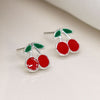 POM Sterling Silver Enamel Cherry Stud Earrings