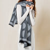 Katie Loxton Large Heart Printed Blanket Scarf in Charcoal And White