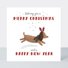 Holly Jolly Sausage Dog Merry Christmas Card