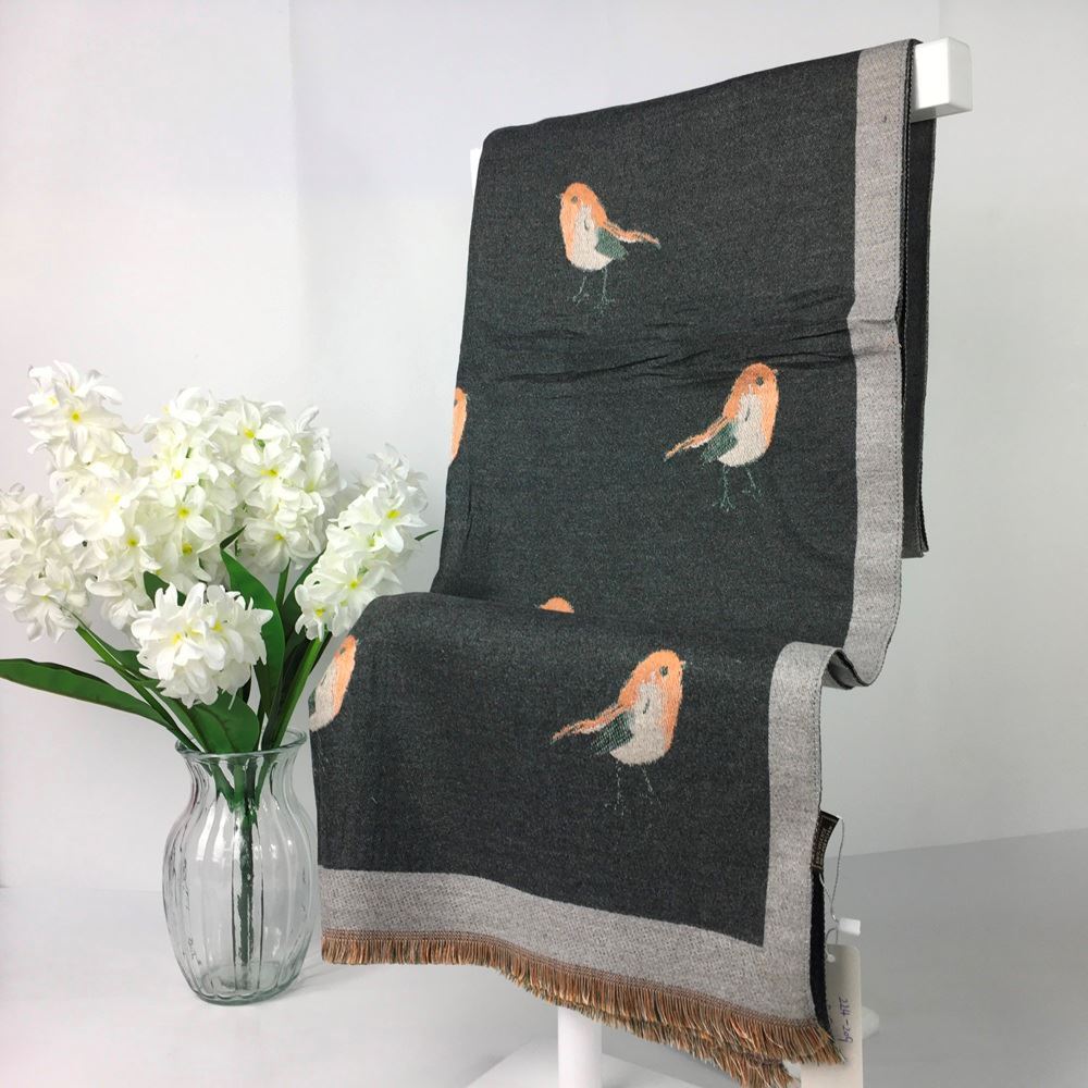 Rose Grey Robin Reversible Scarf - Grey