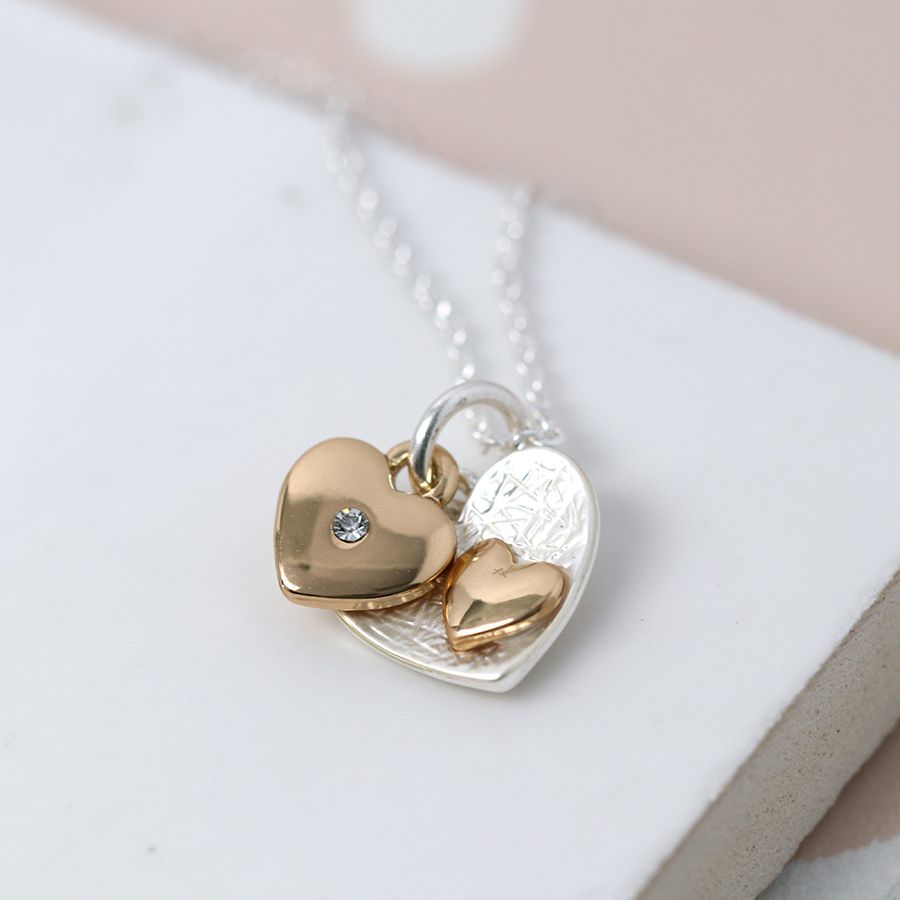 POM Silver & Gold Plated Double Heart Necklace – More Than Just a