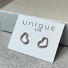 Unique and Co Sterling Silver Rose Gold Open Heart Simple Earrings