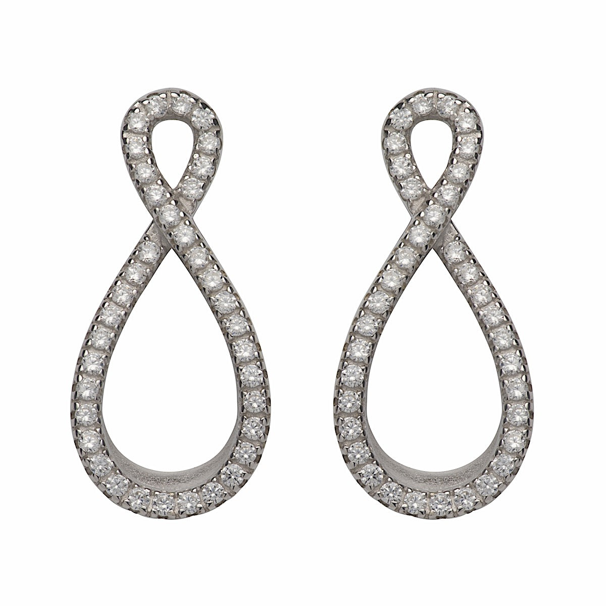 Unique Silver CZ Infinity Earrings