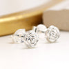 POM Sterling Silver Rose Stud Earrings