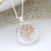 POM Circle frame necklace with rose gold tree and crystals| More Than Just A Gift