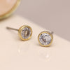 POM Cubic Zirconia Crystal Faux Gold Plated Round Studs