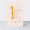 Mini Milestones 1 Unicorn Birthday Card