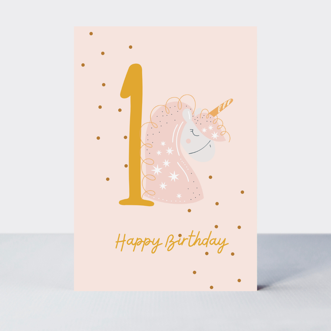 Mini Milestones 1 Unicorn Birthday Card