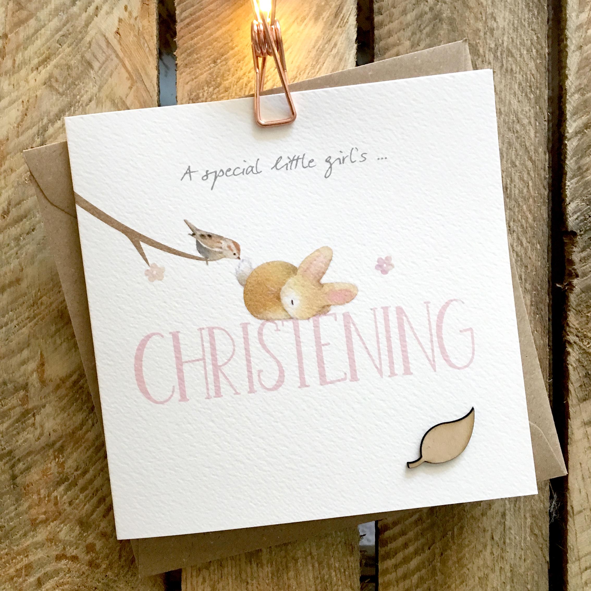 Ginger Betty Girls Christening Card